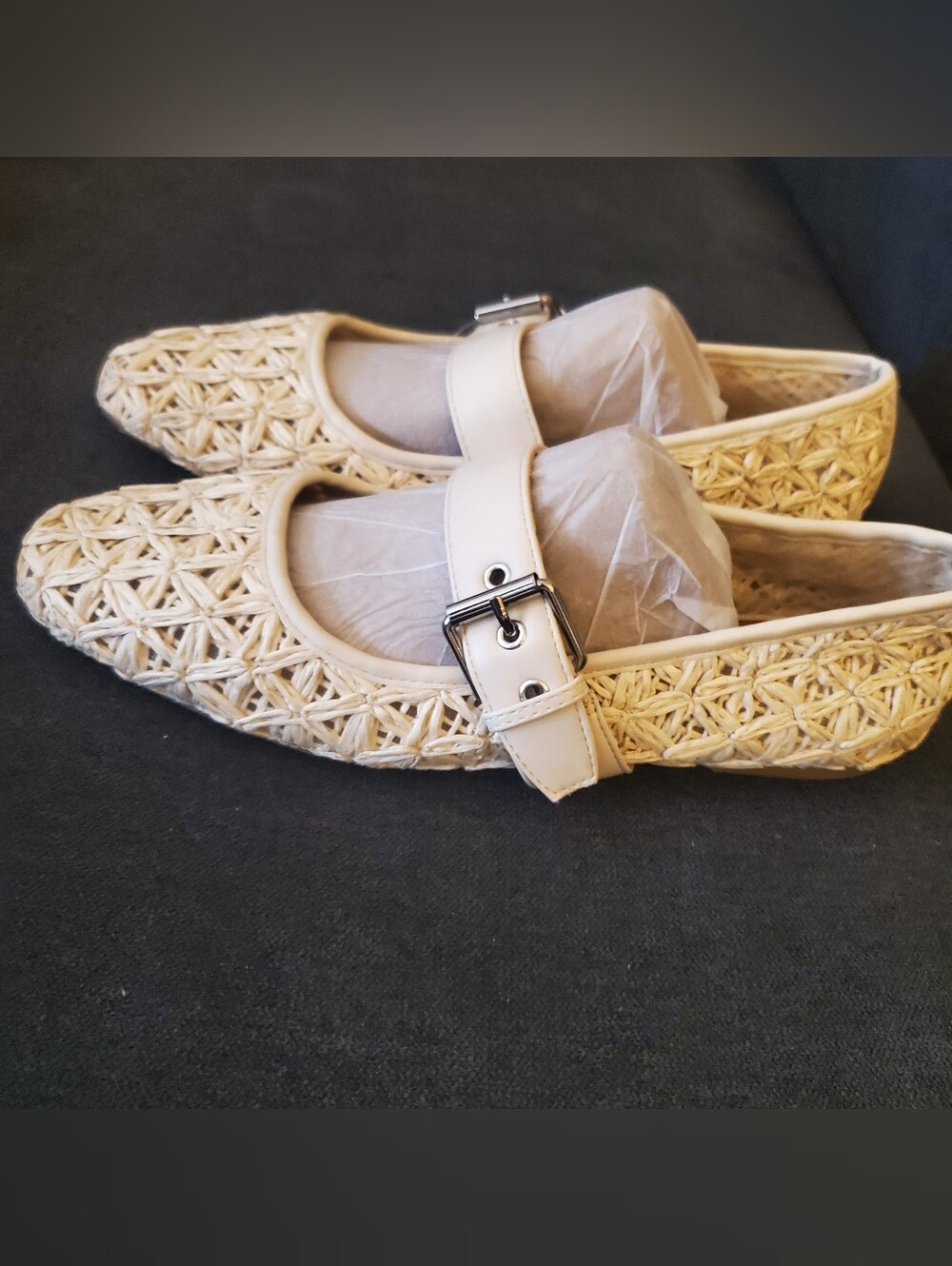 Dolce Vita Women's Cream Woven Mary Jane Flats